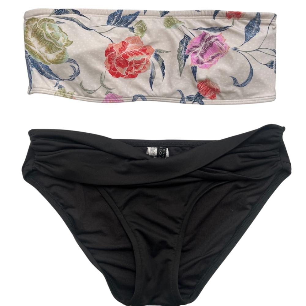 O'Neill Batik Floral BOHO Bikini Top and Seafolly Dark Gray Bikini Bottoms